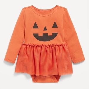 Old Navy Pumpkin Jack O Lantern Bodysuit dress 12-18 months